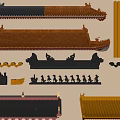 Traditional Chinese Architectural Components With Colorful Roof Tiles and Decorative Eaves