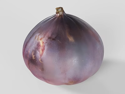 Fresh Purple Fruit With Smooth Skin And Round Shape On White Background 3d model
