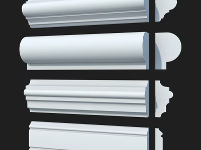 White Decorative Architectural Moldings With Various Styles And Smooth Finish 3d model