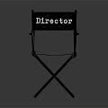 Black Director Folding Chair With Wooden Frame And Canvas Seat For Studio Use