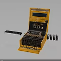Yellow Electronic Control Panel With Internal Wires Connectors And Terminal Block 3d model