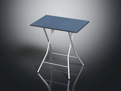 Blue Top Folding Table With White Metal Frame And Portable Design 3d model