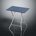 Blue Top Folding Table With White Metal Frame And Portable Design