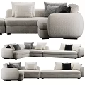 Light Gray Leisure Sofa Set With Black Gray White Decorative Pillows 3d model