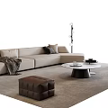 Italian Sofa Coffee Table Combination Leather Sofa Stool Leisure Chair Floor Lamp Side Table Lamp Coffee Table 3d model
