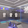 EDRA BOY X Store Modern Interior With SUPER X Collection White T-shirts Hangers Display Table