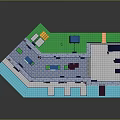 3D Site Layout Design With Lawn Water Area Buildings Paved Areas And Facilities