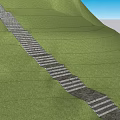 Scenic Green Hillside Path With Stone Steps And Lush Grass Landscape