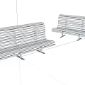 Modern Metal Public Bench With Slatted Design For Outdoor Seating Areas