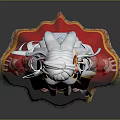 Anime 3D Character Model With White Hair Red White Dress Golden Trim And Red Shoes