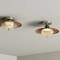 Modern Minimalist Ceiling Lights With Wooden Trim Metal Base And Glass Shade