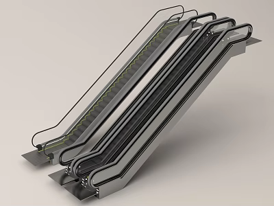 Modern Escalator Design With Stainless Steel Frame And Transparent Handrails For Commercial Spaces 3d model