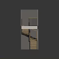 Modern Staircase Design With Wooden Steps Black Metal Railings And Landing