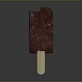 Red Icy Popsicle With Bite Mark On Wooden Stick Against Gray Background