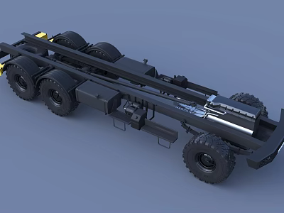 Heavy Duty Black Metal Trailer Chassis With Multiple Wheels And Mechanical Components 3d model