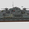 Detailed 3D Warship Model With Turrets Deck Antenna And Weapon Systems