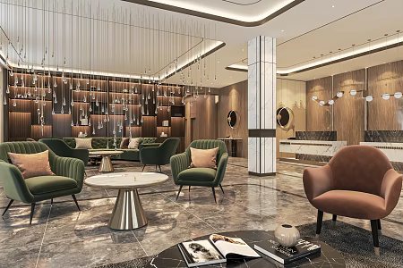 Modern Hall Hotel Lobby Hotel Lobby Hotel Reception Area Reception Cashier Reception Rest Area 3d model