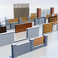 Modern Feature Wall Design With Various Material Panels And Slatted Patterns 3d model
