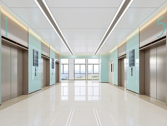 modern elevator hall hospital elevator hall 3d model