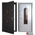 Two Different Interior Door Designs With Arched Glass Panels And Decorative Elements