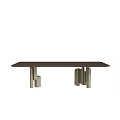 Modern Dining Table With Dark Colored Tabletop And Stylish Metal Legs Design 3d model