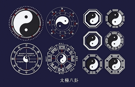 Taiji Bagua Heavenly Gan Earth Branch Yin Yang Five Elements 12 Hours Eight Array Figure Hollow Carving 3d model