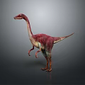 Vibrant Long Neck Dinosaur With Red And Green Coloration Standing On Gray Background