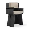 Modern Single Chair With Black Wooden Frame Beige Upholstered Seat And Geometric Design