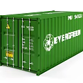 Green Container Building Featuring Evergreen Logo And Metal Structure 3d model