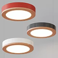 Modern Round Ceiling Lights With Red Black White Wooden Frame Design 3d model