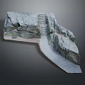 Modern Rock Structure With Curved Pathway And Staircase In Landscape Design