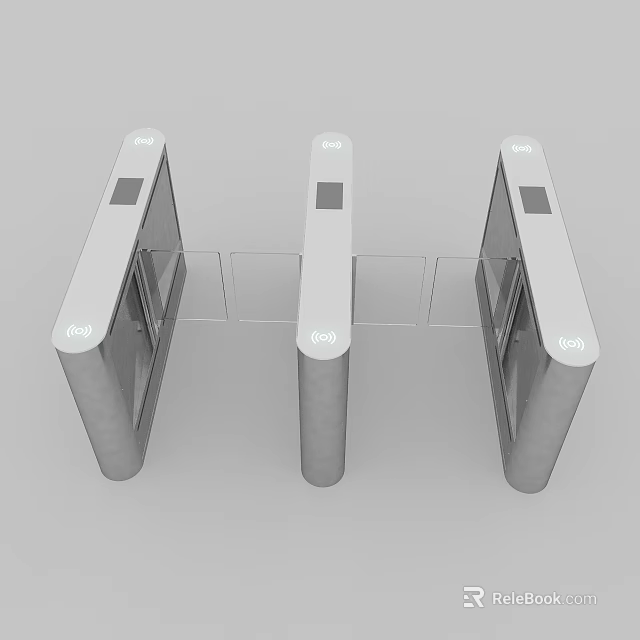 Public Facility Automatic Turnstile Access Control System With Glass Barriers 3d model 
