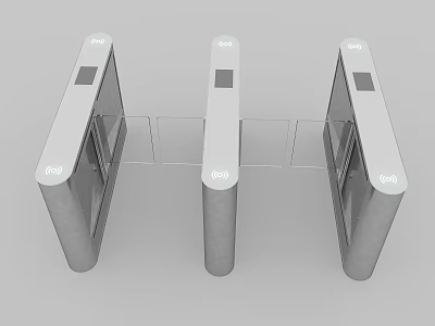 Public Facility Automatic Turnstile Access Control System With Glass Barriers 3d model