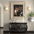 European-style Entrance Cabinet Floral Flower Candle Holder Decorative Painting Wall Lamp 3d model