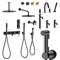 Modern Black Bathroom Faucets Shower Heads And Handheld Sprayers 3d model