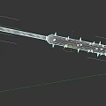 Weapon Wireframe Structure With Detailed Components Long Handle And Technical Design