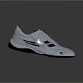 Stylish White Sports Sneakers With Blue Stripes White Laces And Black Sole