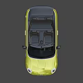 Yellow Mini Convertible Car With Open Top Black Wheels And Round Headlights