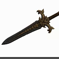 Ornate Decorative Sword Featuring Intricate Carvings Golden Hilt And Detailed Blade Design