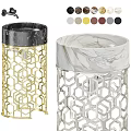 Marble Washbasin with Hollow-out Base Gold and Silver Metal Frame and Multiple Color Options