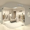 Modern Clothing Store Interior Design With Mannequins Hanging Clothes And Sofa
