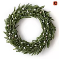 Green Foliage Wreath Wall Decor with White Gray Balls and Leaves