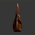 Stylish Orange Leather Handbag With Geometric Stitch Pattern Handles And Detachable Shoulder Strap