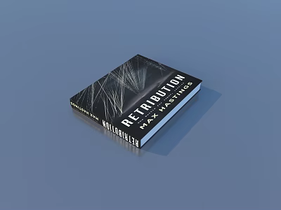 Retribution Book With Black Cover And White Abstract Design On Blue Background 3d model
