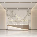 Modern Reception Area For Hebei Fengning International Agricultural Company Featuring Wooden Desk And Marble Wall