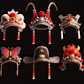 Chinese Traditional Opera Hanging Ornaments With Diverse Designs Red Tassels And Intricate Decorations