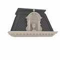 Classical Ornate Architectural Component With Arched Frame Urn Ornament And Diamond Pattern Background
