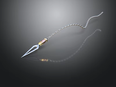 Sharp Throwing Weapon With Metal Chain Pointed Tip And Silver Design 3d model