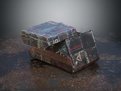 Worn Textured Chest With Weathered Surface On Rustic Stained Ground 3d model