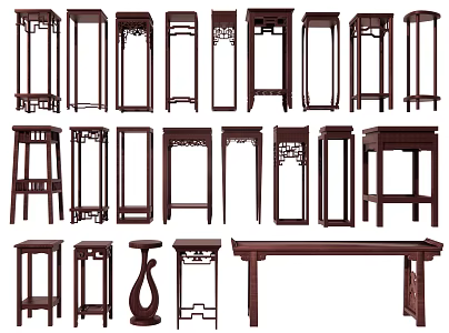 New Chinese Style Flower Rack Storage Rack Display Rack Corner Side Bonsai Ornaments Shelf 3d model